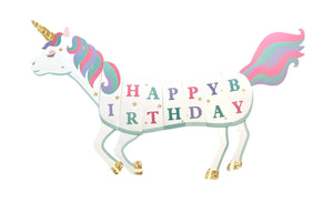 Kid's Happy Birthday Unicorn Theme Decorative Wall Banner-funzoop-thepartyshop