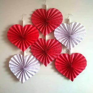 Heart Shaped Party Fans - Red - Funzoop