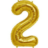 16" Foil Number Balloons- Golden (Digits 2) - Funzoop