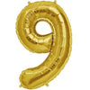 16" Foil Number Balloons- Golden (Digits 9) - Funzoop