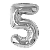 17" Foil Number Balloons- Silver (Digit 5) - Funzoop