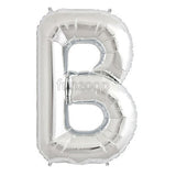 16" Foil Alphabet Balloons- Silver (Letters B) - Funzoop