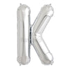16" Foil Alphabet Balloons- Silver (Letters K) - Funzoop