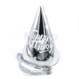 Birthday Silver Metallic Glossy Hats Set [10 Pcs] - Funzoop
