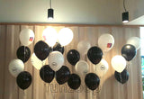 Helium Balloon Bunches with Corporate Branding Blacjk and White - Funzoop The Party Shop