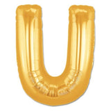 40" Large Foil Alphabet Balloons- Golden (Letter U) - Funzoop