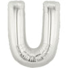 40" Large Foil Alphabet Balloons- Silver (Letter U) - Funzoop