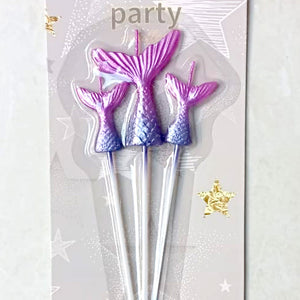 Mermaid Tail Shape Birthday Candles Set [3 Pcs] - Pink- Funzoop
