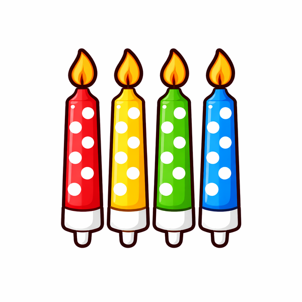 colorful birthday candles icon with polka dots for cake decoration party supplies Funzoop