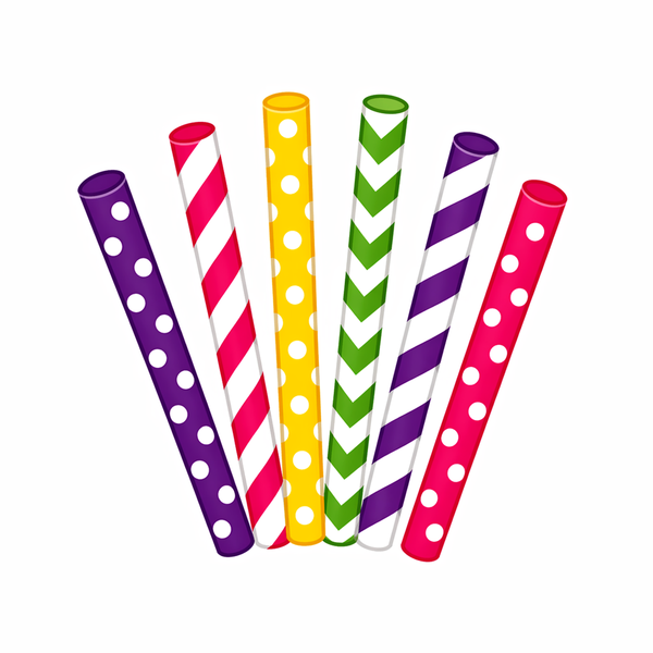 Colourful party paper straws with polka dots and stripes for birthday drinks and celebration tableware – Funzoop