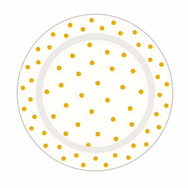White paper plate with gold polka dots for birthday party tableware and celebration setup – Funzoop