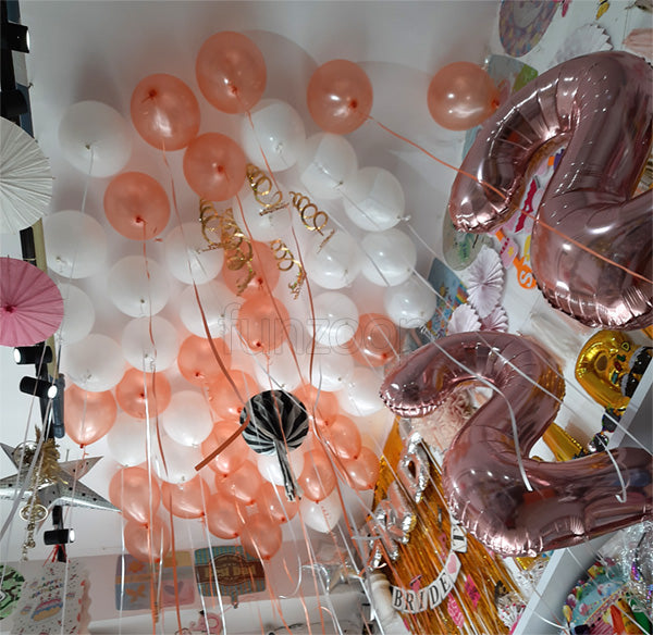 Rosegold White Ceiling Helium Balloons - Funzoop