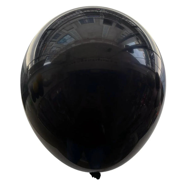 12 inch black latex balloon standard finish for birthday and party decoration, showing the plain colour and rounded balloon shape for coordinating a party display.