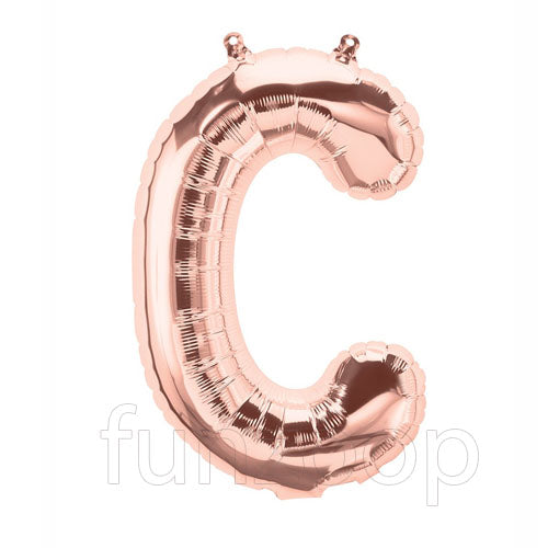 Rose Gold Alphabet Foil Balloons A-Z, 16 Inch, Letter C