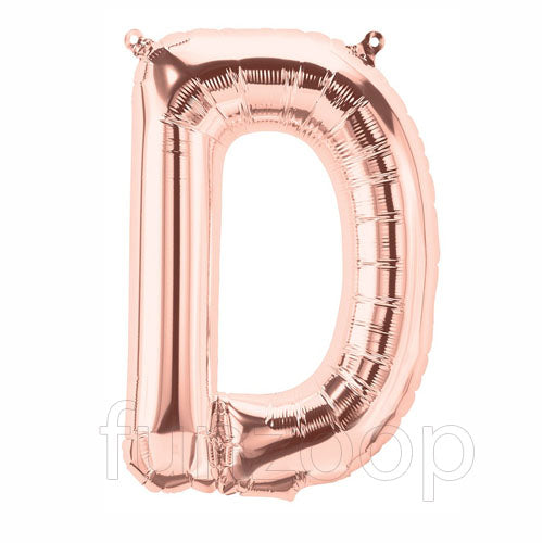 Rose Gold Alphabet Foil Balloons A-Z, 16 Inch, Letter D