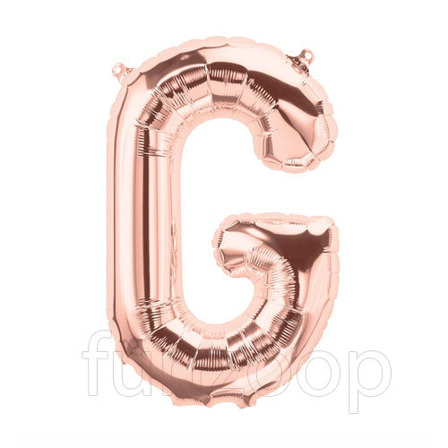 Rose Gold Alphabet Foil Balloons A-Z, 16 Inch, Letter G