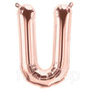 Rose Gold Alphabet Foil Balloons A-Z, 16 Inch, Letter U