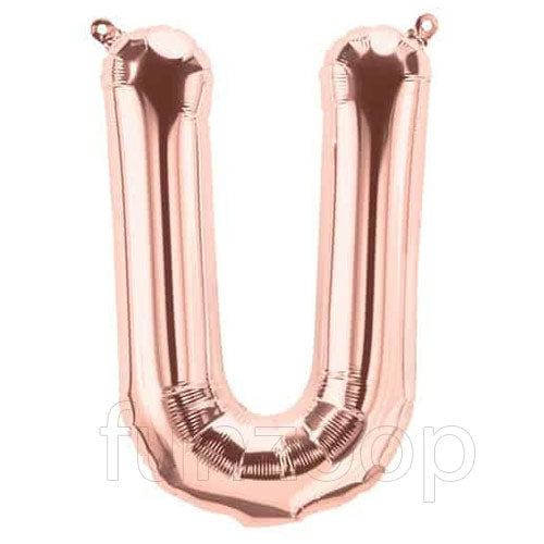 Rose Gold Alphabet Foil Balloons A-Z, 16 Inch, Letter U