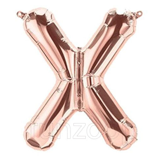 Rose Gold Alphabet Foil Balloons A-Z, 16 Inch, Letter X