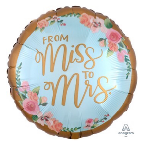 18" Anagram From Miss to Mrs Foil Balloon - FUNZOOP
