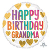 18" HAPPY BIRTHDAY GRANDMA GOLD FOIL BALLOON - ANAGRAM [HELIUM INFLATED] - FUNZOOP