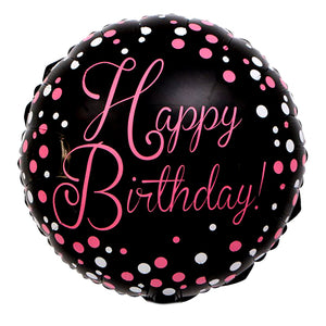 18" Happy Birthday Black Polka Foil Balloon-funzoop-thepartyshop