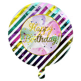 18" Happy Birthday Rainbow Stripes Foil Balloon-FUNZOOP-THEPARTYSHOP