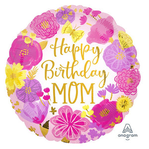 18" HX HAPPY BIRTHDAY MOM BOUQUET FOIL BALLOON - ANAGRAM [HELIUM INFLATED] - FUNZOOP