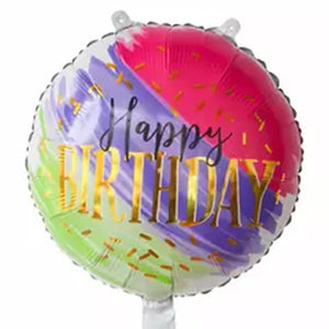 18" Happy Birthday Rainbow Gradient Foil Balloon - Helium Inflated - FUNZOOP