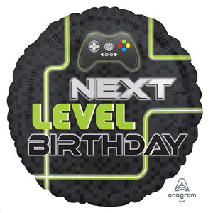 18" LEVEL UP BIRTHDAY FOIL BALLOON - ANAGRAM [HELIUM INFLATED] - FUNZOOP