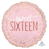18" SIXTEEN BLUSH FOIL BALLOON - ANAGRAM [HELIUM INFLATED] - FUNZOOP