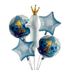 1st Birthday Crown Blue Foil Balloons Set-funzoop-thepartyshop