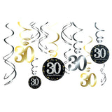 Milestone birthday hanging swirls decoration set for 30th 40th 50th and 60th birthday celebrations from Funzoop The Party Shop