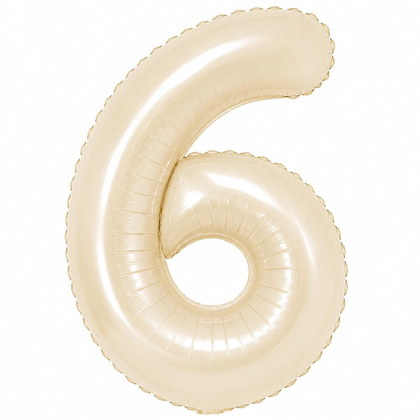 32 inch beige foil number 6 balloon for milestone birthday decoration