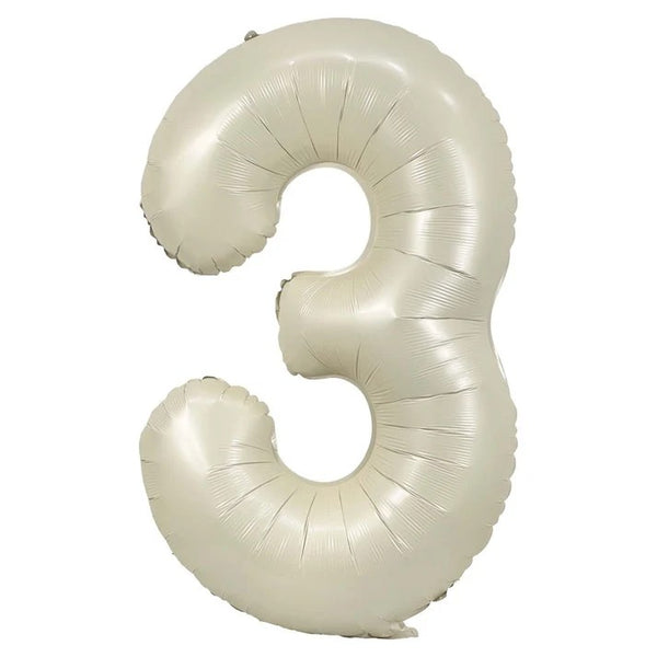 32 inch cream foil number 3 balloon for milestone party decoration