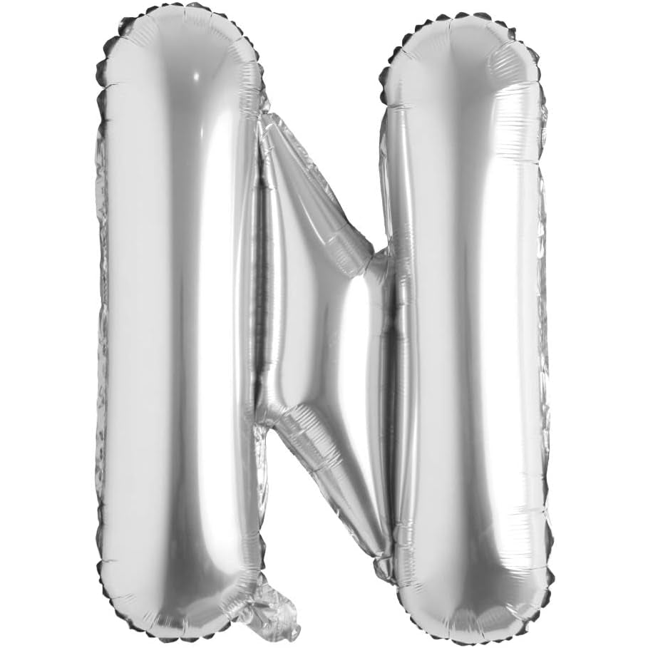 32 inch silver foil letter balloon N for custom party messages