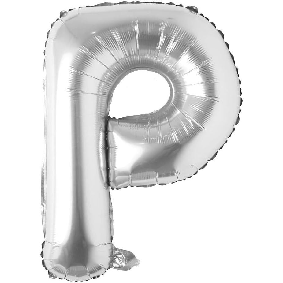 32 inch silver foil letter balloon P for custom party messages