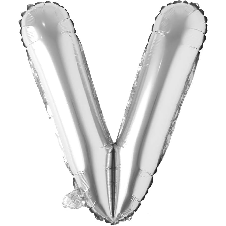 32 inch silver foil letter balloon V for custom party messages