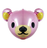 4D teal blue teddy bear head foil balloon with pink ears and beige muzzle for kids birthday party decoration from Funzoop
