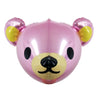 4D teal blue teddy bear head foil balloon with pink ears and beige muzzle for kids birthday party decoration from Funzoop
