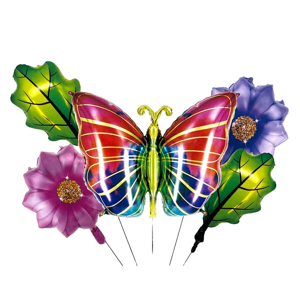 5 in 1 butterfly flowers foil balloon set with colorful butterfly and floral themed balloons from Funzoop The Party Shop
