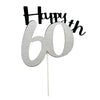 60TH BIRTHDAY GLITTER SILVER CAKE TOPPER-funzoop-thepartyshop