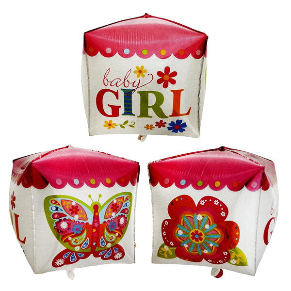 Gift Box Cube Baby Girl Foil Balloon-funzoop-thepartyshop