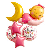 Welcome Baby Girl 6 in 1 Foil Balloons Set