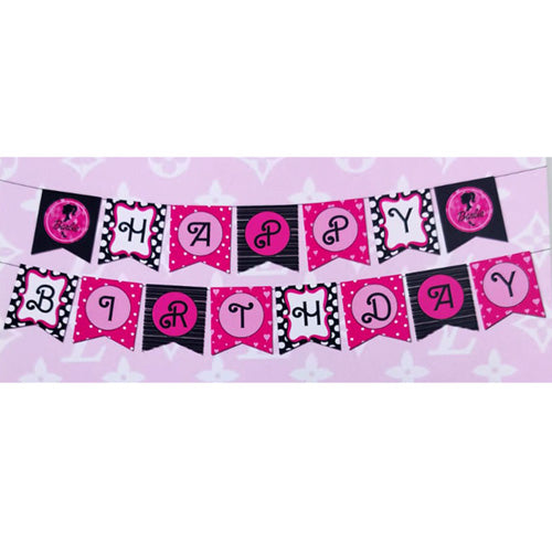Barbie Happy Birthday Paper Wall Banner - FUNZOOP