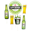 beer theme green happy birthday cake topper set bottle and mug cake decoration for adult party Funzoop - The Party Shop