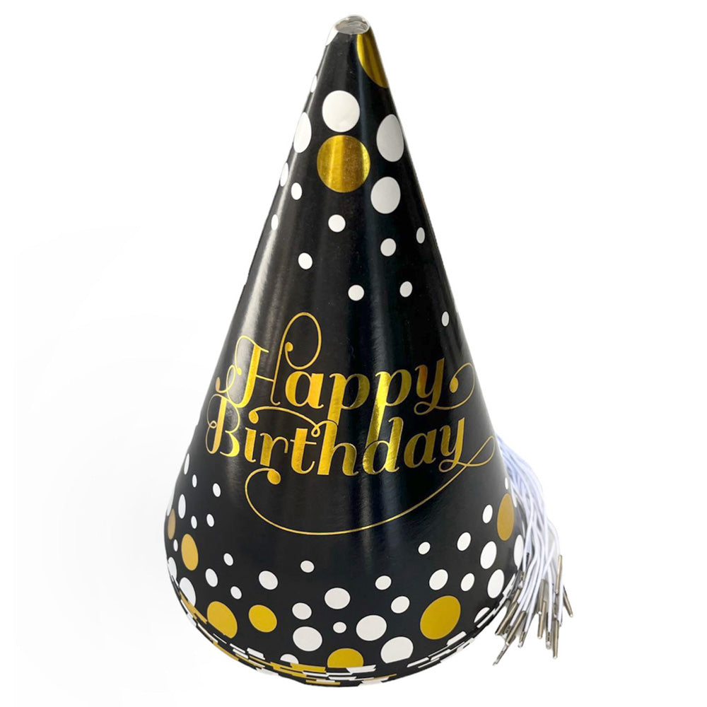 Black Glossy Polka Birthday Caps--funzoop-thepartyshop