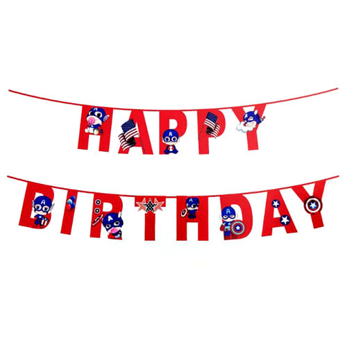 Captain America Character Happy Birthday Wall Banner - FUNZOOP