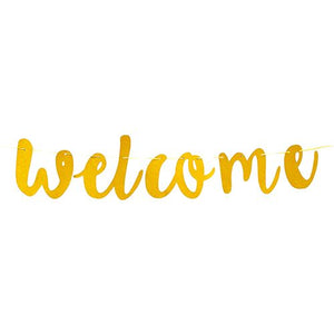 Cursive Letters Welcome Banner - Golden