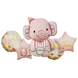 Cute Elephant 5 in 1 Foil Balloons - Pink